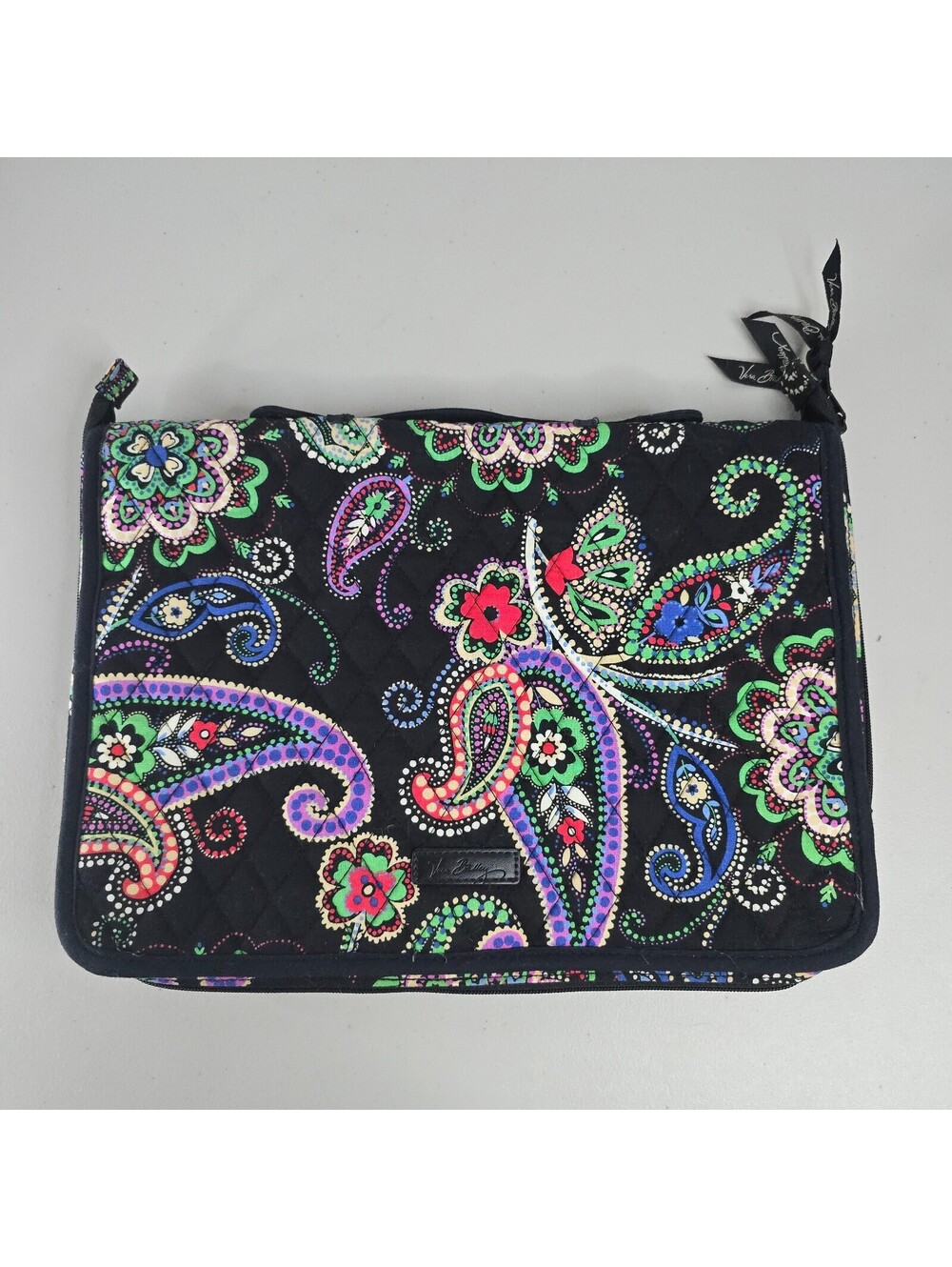 Vera Bradley Black Paisley Hanging Travel Organizer Makeup Case Toiletry Bag
